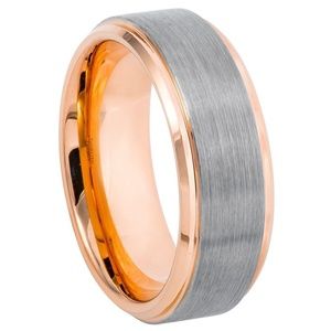 8mm Rose Gold Tungsten Wedding Band Ring